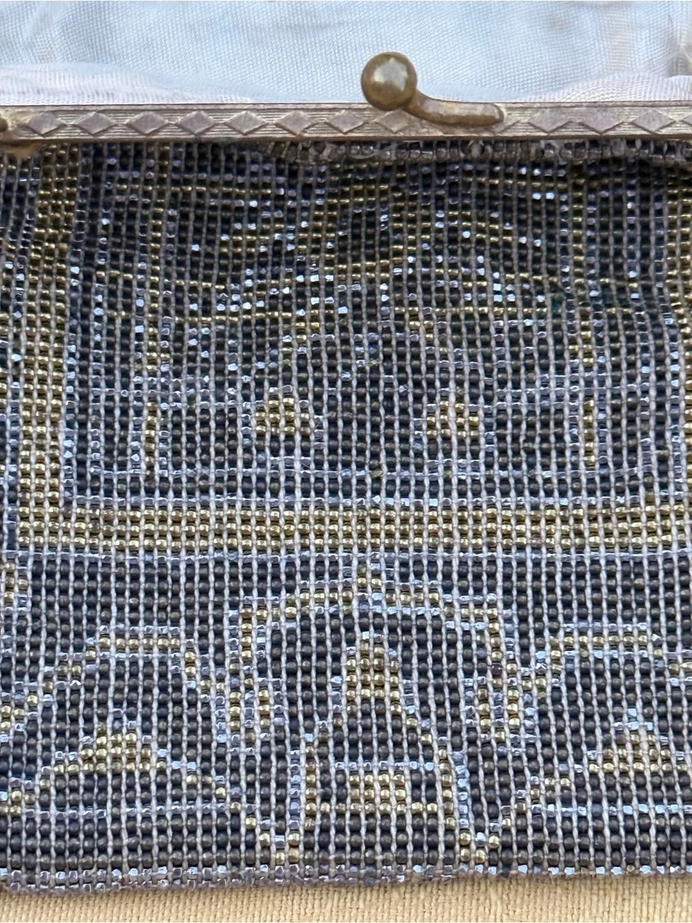 Antique 1920s Art Deco Steel Cut Beaded Evening Bag Made in France Flapper-AS IS